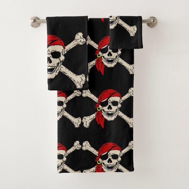 Pirate Abstract, add text Bath Towel Set (Insitu)