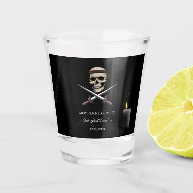 Pirate Adventure Bash for Bachelor/Birthday Shot Glass (Front)