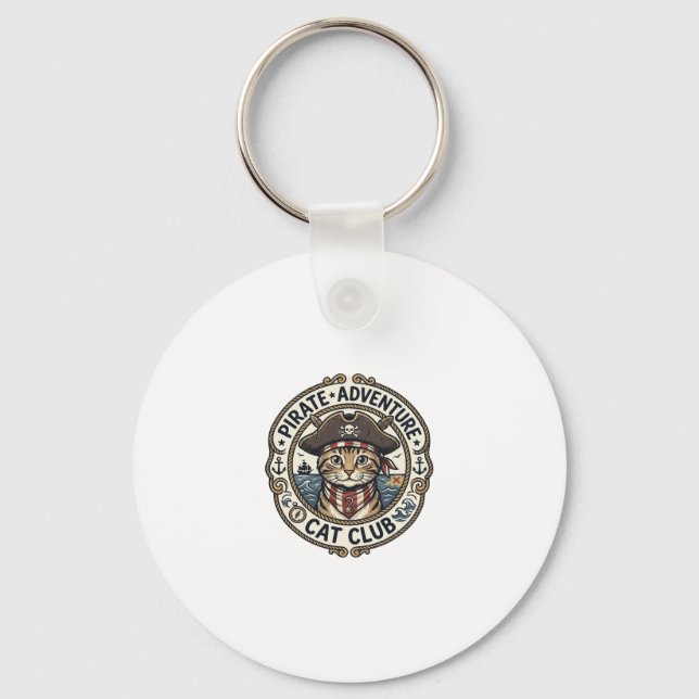 Pirate Adventure Cat POD Vector Art - Pirate Adven Keychain (Front)