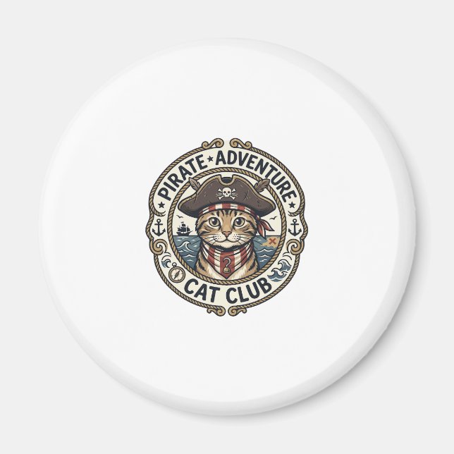 Pirate Adventure Cat POD Vector Art - Pirate Adven Magnet (Front)