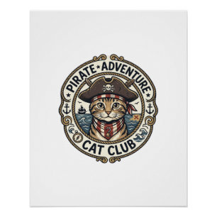 Pirate Adventure Cat POD Vector Art - Pirate Adven Poster
