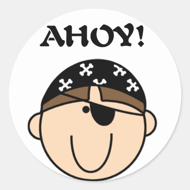 Pirate Ahoy Classic Round Sticker (Front)