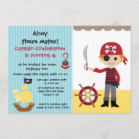 Pirate Ahoy Mates Birthday Party Invitation Boy