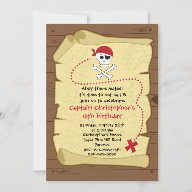 Pirate Ahoy Mates Invitation à la fête d'anniversa (Devant)