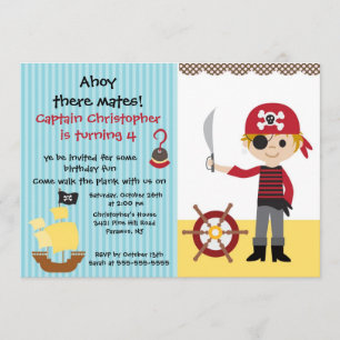 Pirate Ahoy Mates Invitation à la fête d'anniversa