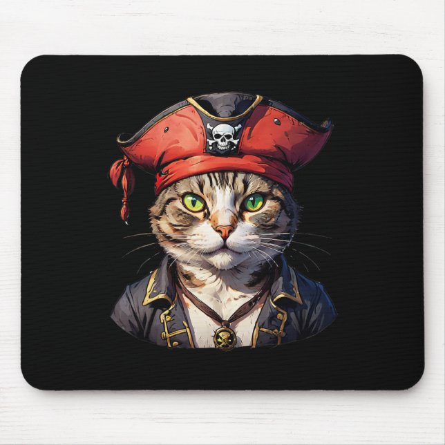 Pirate And Cat The Feline Buccaneer  Mouse Pad (Front)