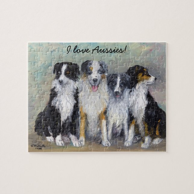 Pirate and Daughters - Australian Shepherds Jigsaw Puzzle (Horizontal)