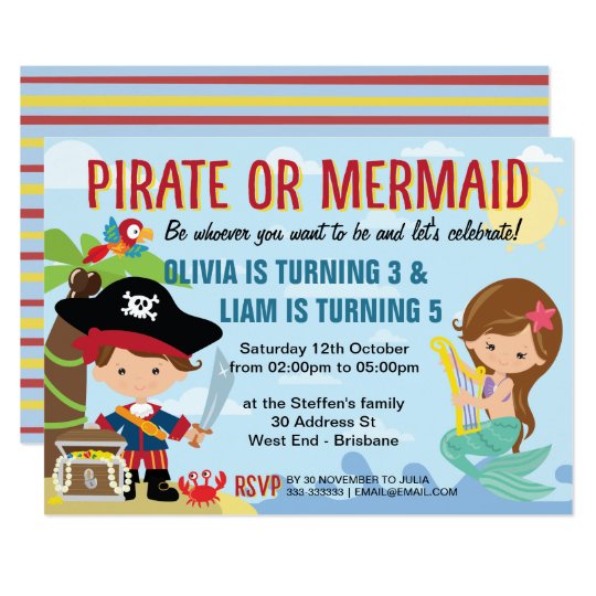 Pirate and Mermaid Card