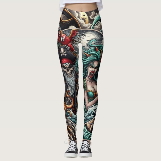 Pirate and Mermaid Sport Leggings (Devant)