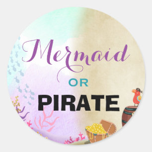 Pirate and Mermaids Birthday Sticker Envelope Seal