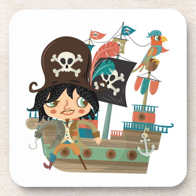 Pirate and Pirate Ship Coaster (Front)