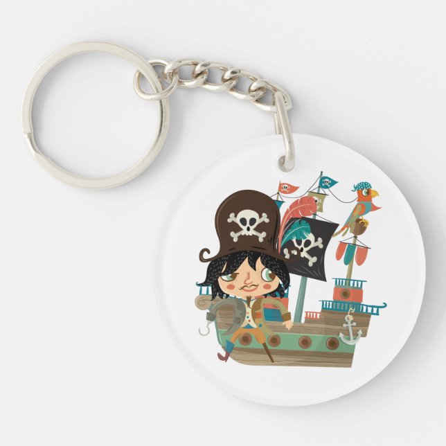 Pirate and Pirate Ship Keychain (Front)