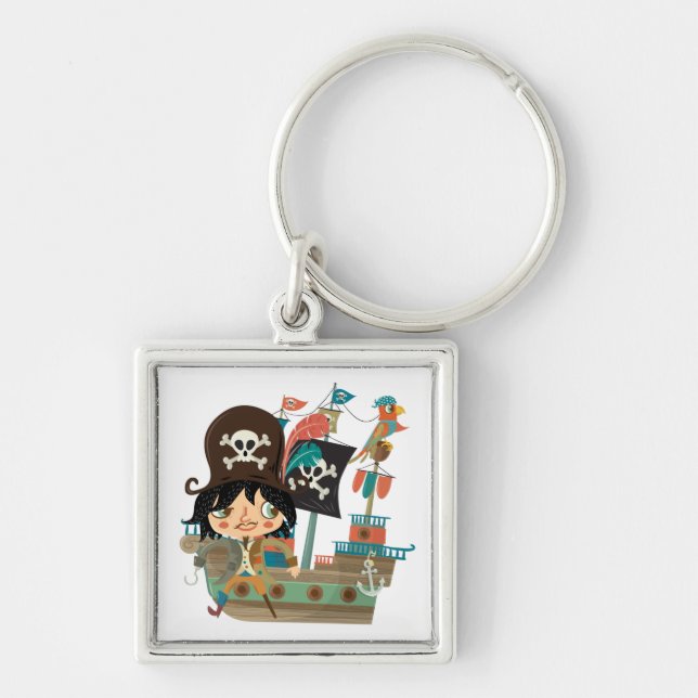Pirate and Pirate Ship Keychain (Front)