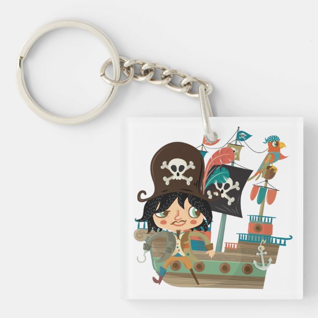 Pirate and Pirate Ship Keychain (Front)