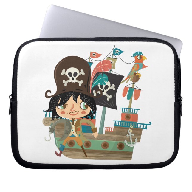 Pirate and Pirate Ship Laptop Sleeve (Front)