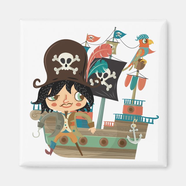 Pirate and Pirate Ship Magnet (Front)