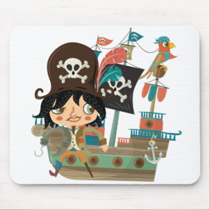 Pirate and Pirate Ship Mouse Pad
