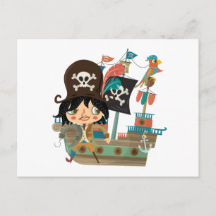 Pirate and Pirate Ship Postcard