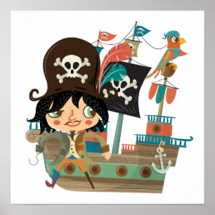 Pirate and Pirate Ship Poster