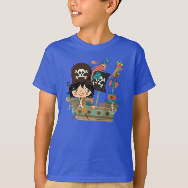 Pirate and Pirate Ship T-Shirt (Front)