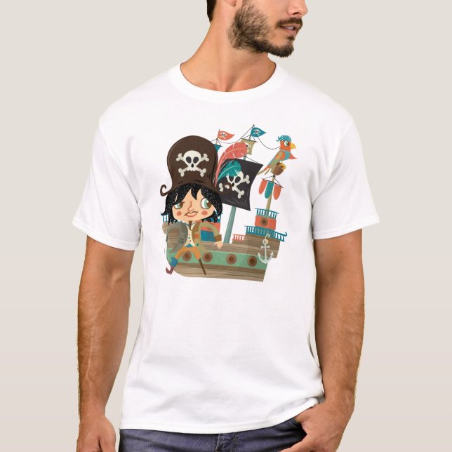 Pirate and Pirate Ship T-Shirt (Front)