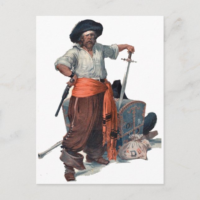 Pirate And Treasure Postcard (Front)