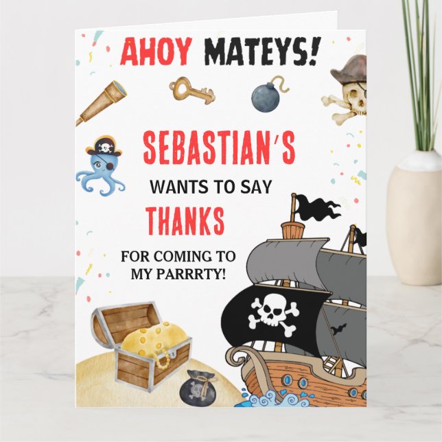 Pirate Anniversaire Carte de remerciements (Devant)