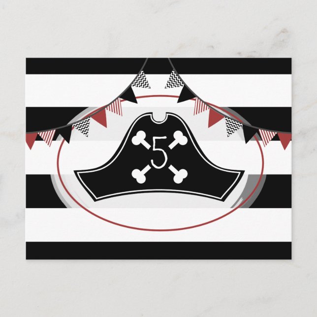 Pirate Anniversaire Carte postale Invitation (Devant)