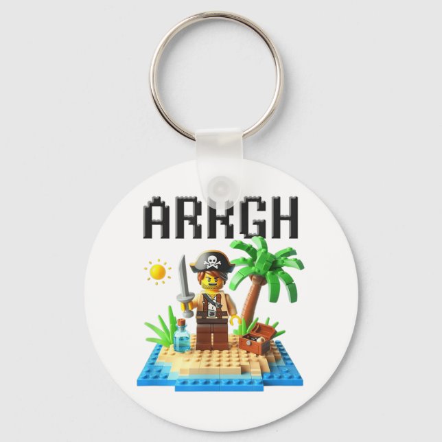 Pirate Argh Building Blocks Bricks Master Builder  Keychain (Front)