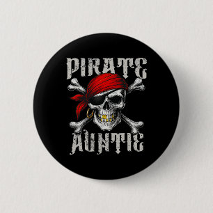 Pirate Auntie Jolly Roger Flag And Skull Crossbone 2 Inch Round Button