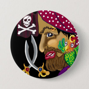 Pirate badge 3 inch round button