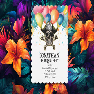 Pirate balloons Kids Party theme Invitation