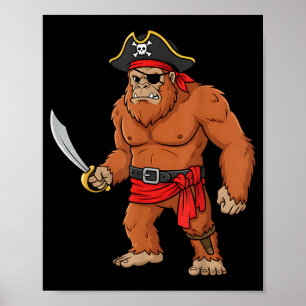 Pirate Bigfoot Toddler Boy Funny Kids Halloween Poster