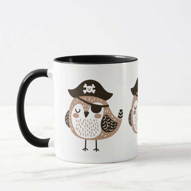 Pirate Bird with Hat and Eye Patch Mug (Left)