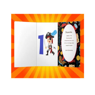 Pirate Birthday Boy Adventure Tri-Fold Card