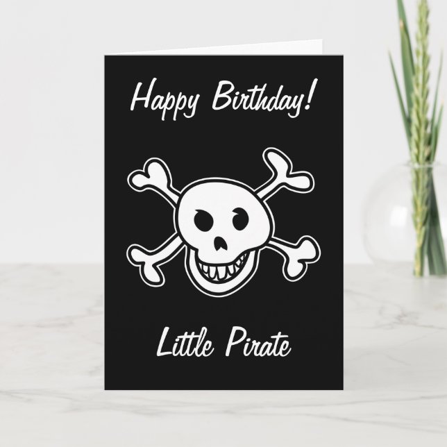 Pirate Birthday card with funny skull and bones (Front)