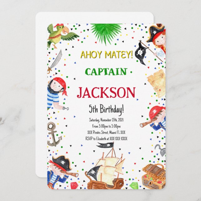 Pirate Birthday Invitation (Front/Back)