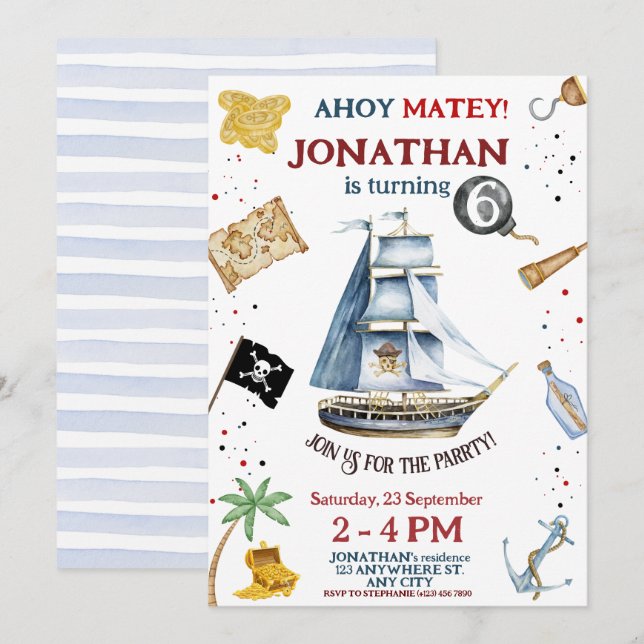 Pirate Birthday Invitation (Front/Back)
