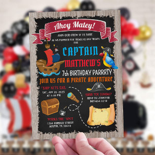 Pirate Birthday Invitation Ahoy Matey