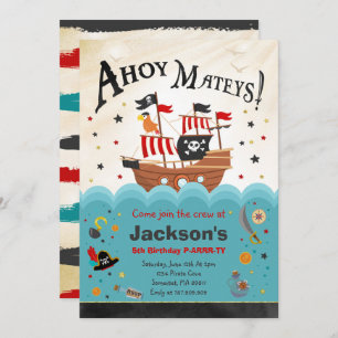 Pirate Birthday Invitation Ahoy Pirate Party Bash