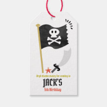 Pirate birthday party favour tags thank you