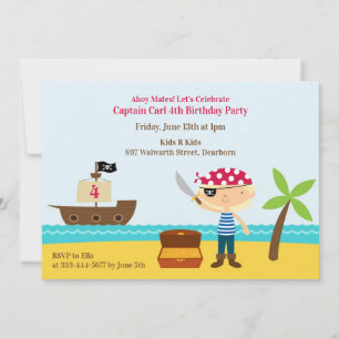 Pirate Birthday Party Flat Invitation