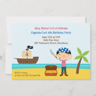 Pirate Birthday Party Flat Invitation