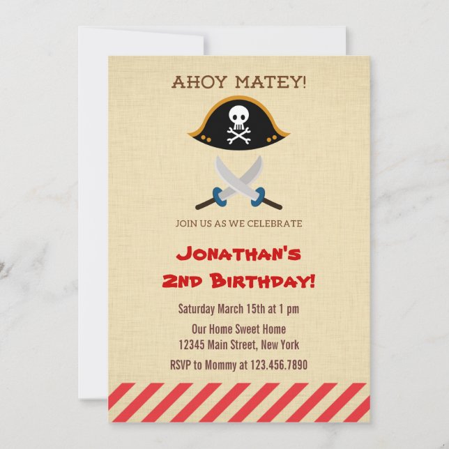 Pirate Birthday Party Invitation (Front)