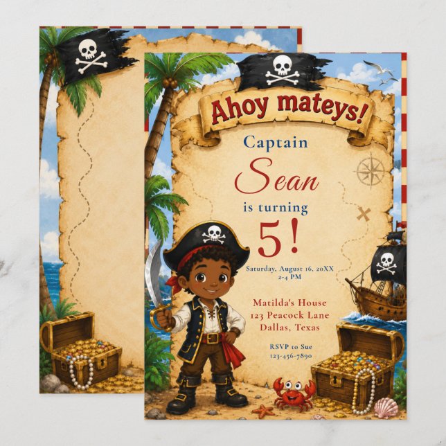 Pirate Birthday Party Invitation (Front/Back)