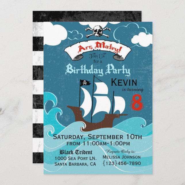 Pirate Birthday Party Invitation (Front/Back)