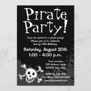 Pirate Birthday party invitations for kids