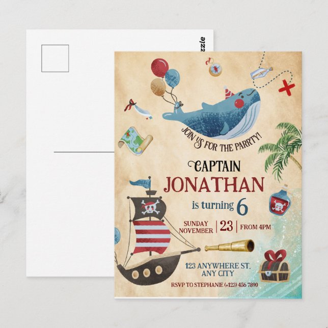 Pirate Birthday Party Postcard (Front/Back)