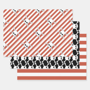 pirate birthday party with skulls wrapping paper sheet
