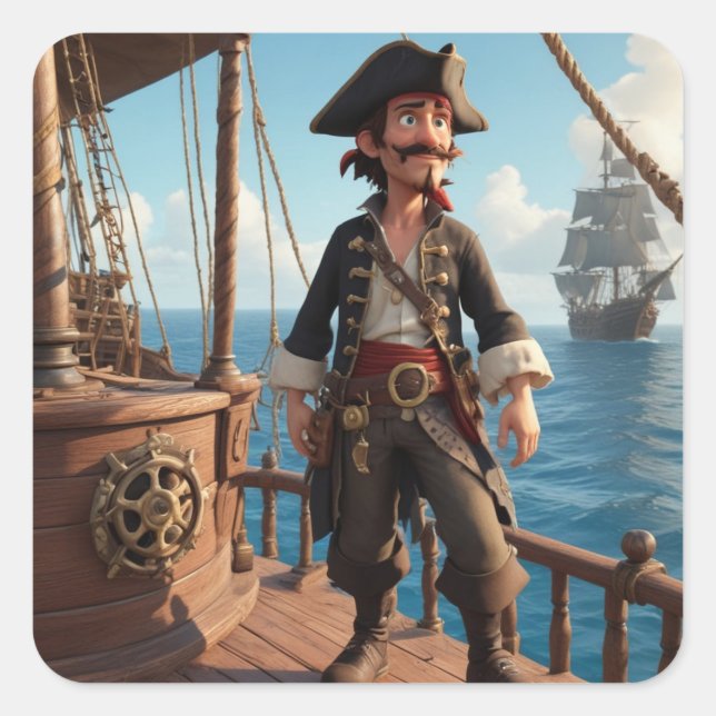 Pirate Birthday Square Sticker (Front)